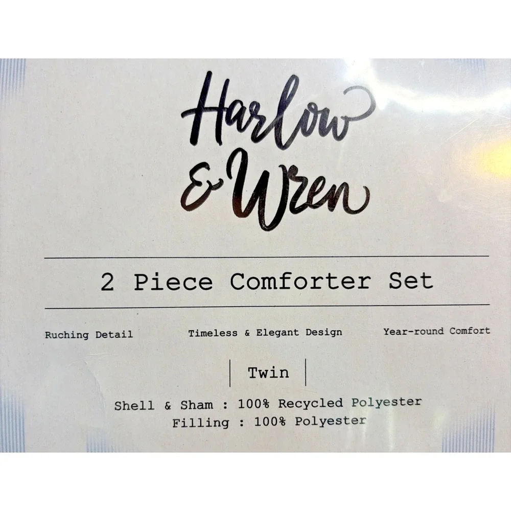 Harlow & Wren Comforter Set Pink Floral w/ Rouching - Twin XL